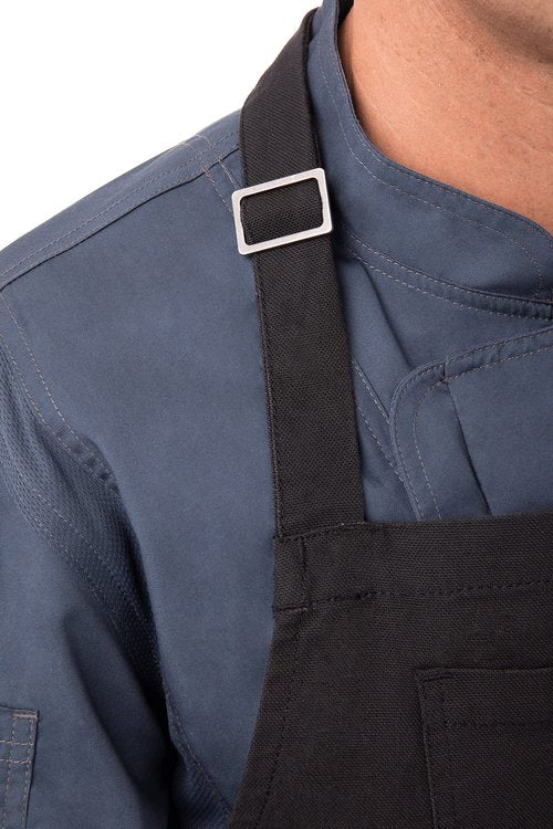 Chef Works Unisex Rockford Chefs Bib Apron, Steel Grey, One Size