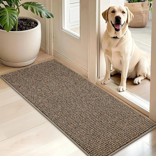 BEQHAUSE Dirt Trapper Door Mat - Non-Slip, Washable, Absorbent Entrance Mat | 20" x 48", Beige