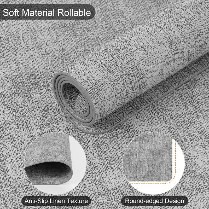 Boobezeen Faux Leather Placemats Set of 6, Heat Resistant Wipeable Washable Vinyl Place Mats, Waterproof Anti-Slip Dining Table Mats, Suitable for Indoor & Outdoor Use (Light Grey)