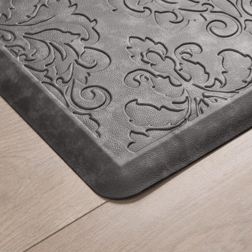 Chef Gear - Anti-Fatigue Wellness Kitchen Mat - Marni Design - Cushioned Comfort Chef Mat - Faux Leather - Cooking & Standing Relief -Skid-Resistant - Measures 17.5"x60" - Dark Grey