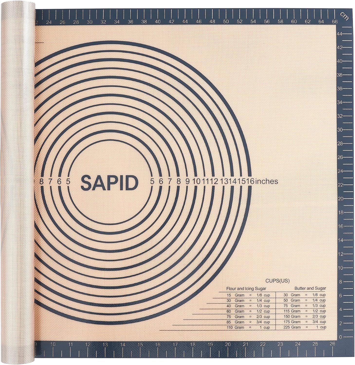 Sapid Extra Thick Silicone Baking Mat - Non-Slip with Measurements | Extra Large 20" x 28" Gray Dough Rolling Mat