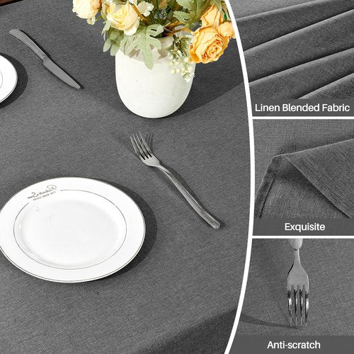 IVAPUPU Textured Linen Table Cloth for Rectangle Table - Grey Tablecloths Rectangular Waterproof Wrinkle Free Wipeable Dining Table Cover for Spring Wedding Birthday Kitchen Decor, 52 x 70 Inch