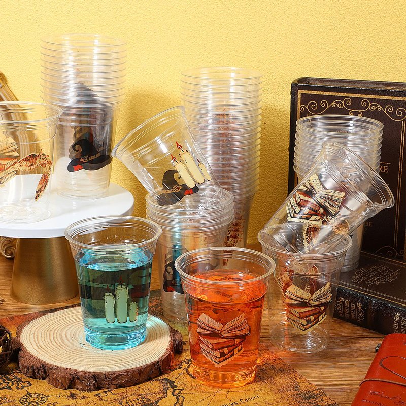 Teenyyou 48 Pcs 12 oz Magical Wizard Plastic Cups Bulk Clear Disposable Plastic Cups for Halloween Birthday Party Supplies