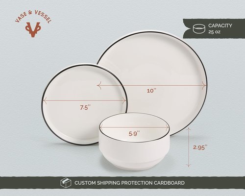 Cambridge Classics 12-Piece Ceramic Dinnerware Set - Round, Microwave & Dishwasher Safe for 4