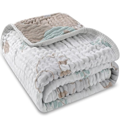 HardNok Ultra Soft Muslin Baby Blanket, A Versatile Swaddle and Bed Blanket for Babies, Toddlers, Boys, and Girls (Forest Elephant 1 Pack).