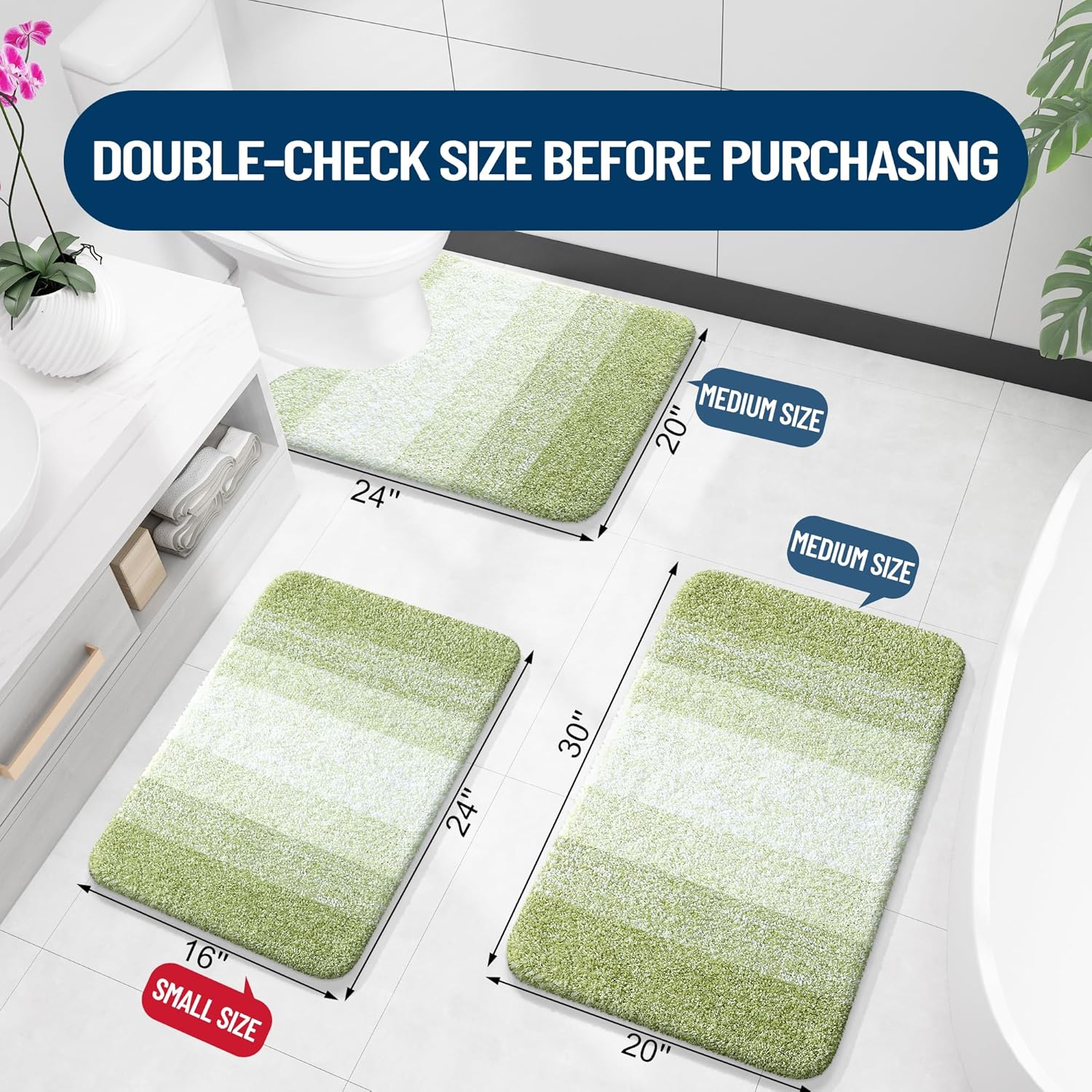 OLANLY Large Bathroom Rugs - Extra Soft Microfiber Mat | Quick Dry & Washable, 40x24, Mustard Yellow