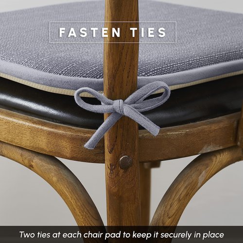 Elegant Comfort Chair Cushion Covers with Ties and Non Skid Rubber Backing-Thick Memory Foam - Soft Cushion Pad- Rounded Square Seat Cover- 16 x 16 Inches - Set of 6 Mosaic Textured Pattern, Gray