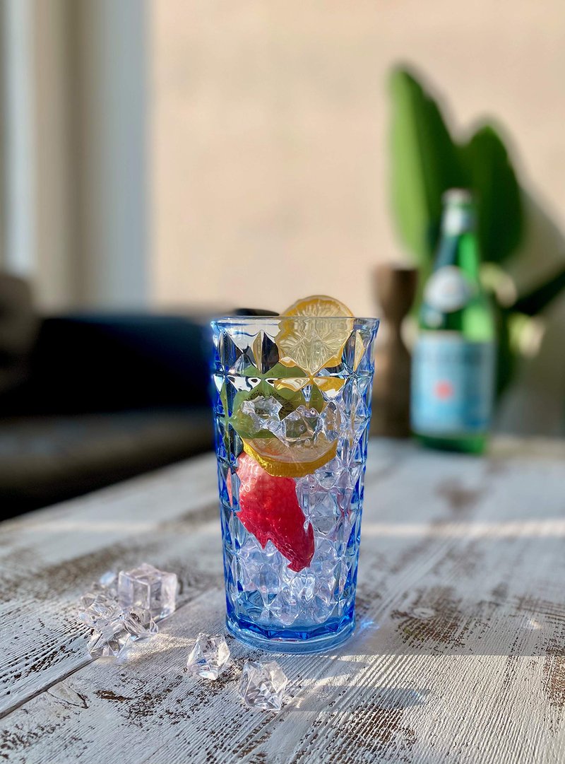 KLIFA- CUPID- 21 ounce, Set of 6, Acrylic Drinking Glasses Highball, BPA-Free, Stackable Plastic Drinkware, Dishwasher Safe, Blue