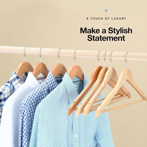 Home It Wooden Hangers 30 Pack - Durable Non-Slip Natural Wood Coat Hangers | Heavy Duty for Jackets, Shirts, Pants & Suits
