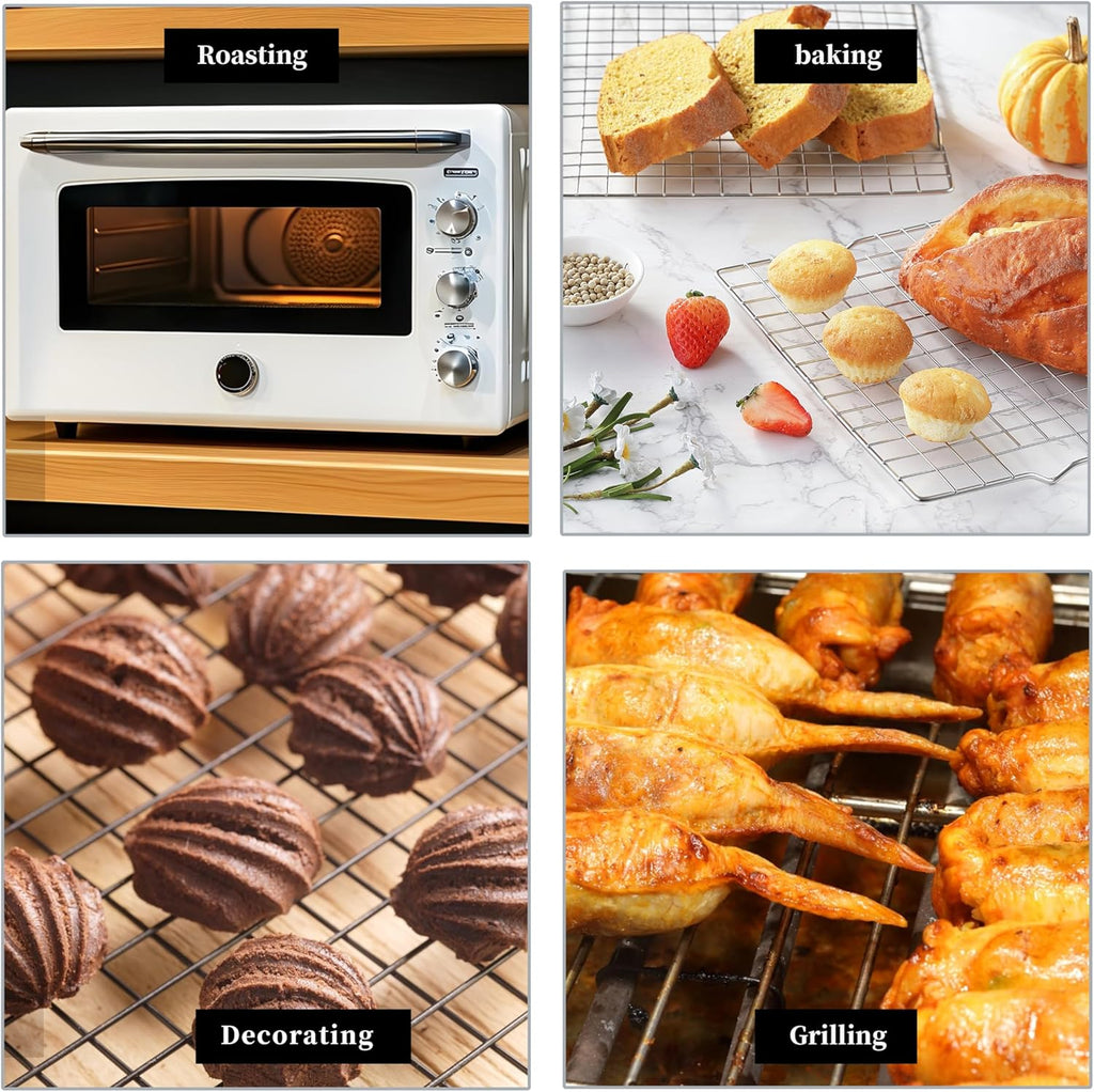 VRUIFA Stainless Steel Cooling Racks - 2PCS for Baking & Cooking | Fits 10" x 15" Sheet Pan, Oven & Dishwasher Safe