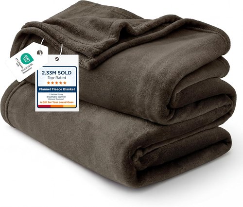 Bedsure GentleSoft Fleece Throw Blanket - XL 300GSM Plush & Cozy for Bed, Sofa, Travel | Brown 50x70 Inches