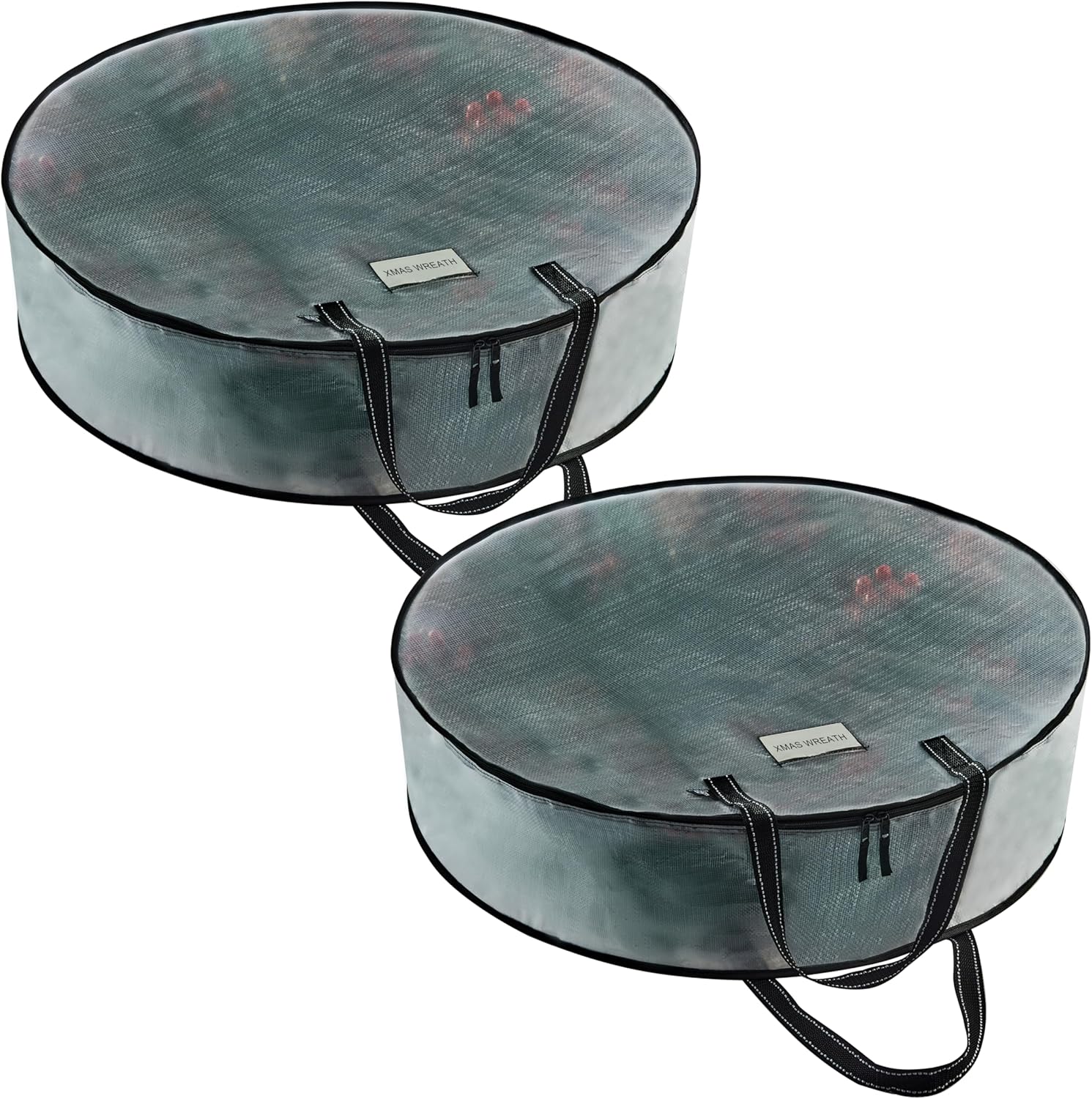 VENO Wreath Storage Container - 24 Inch Heavy Duty Clear Bags with Wall Hanging Handles | 2 Pack