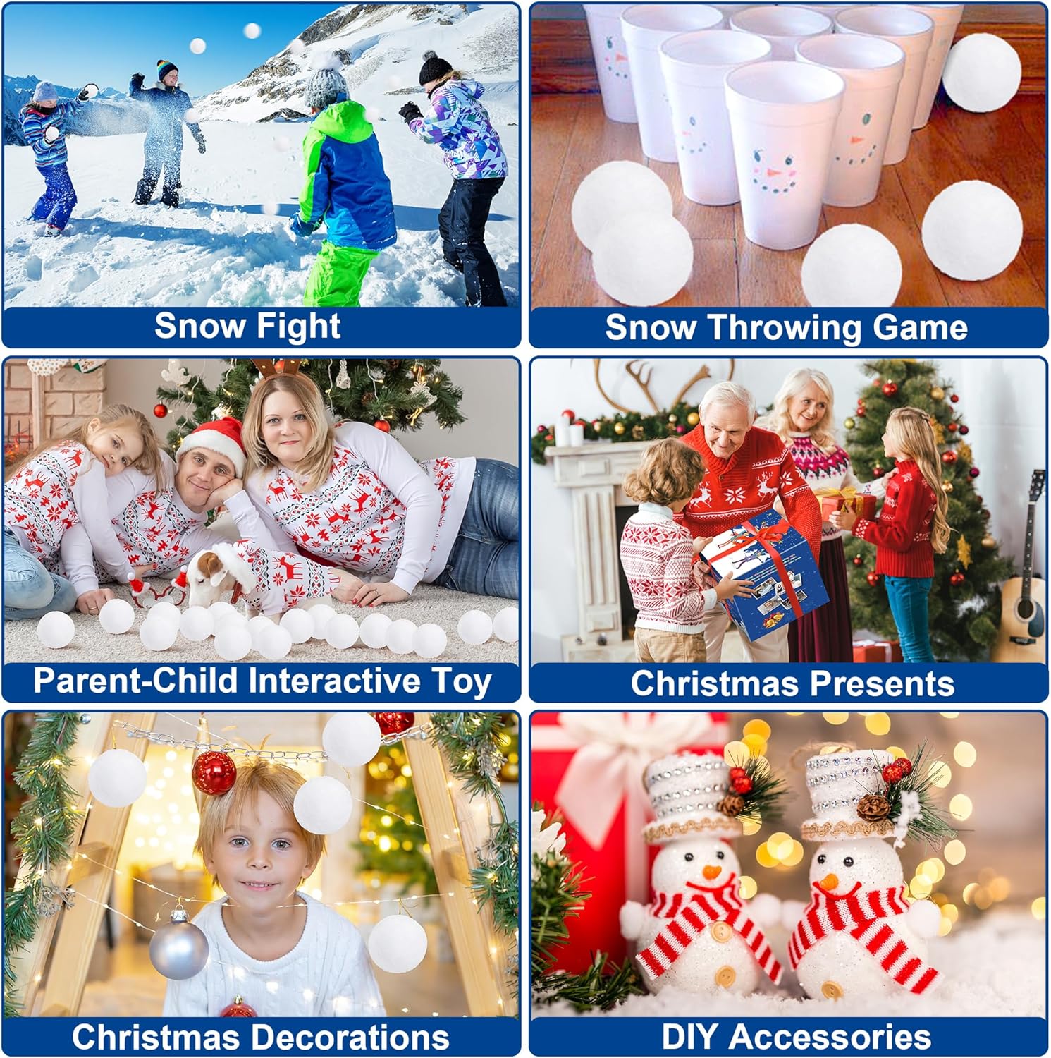 Skiennix 200 Pack Snow Balls - Soft Plush Indoor/Outdoor Winter Game & Christmas Decor