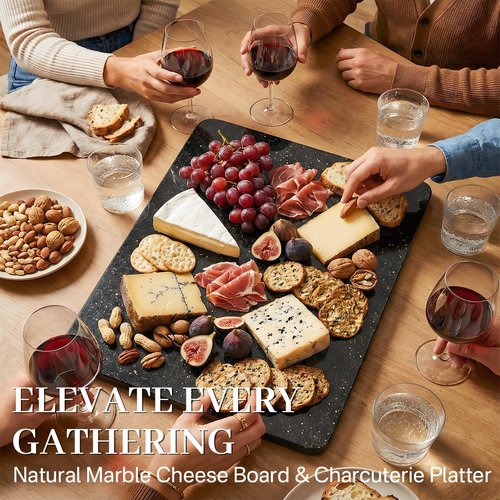 DACHUN Natural Granite Cutting Board For Kitchen,With Non-Slip Feet,For Cake Dough,Large Marble Stone Pastry Slab 16x20 Inch, Black