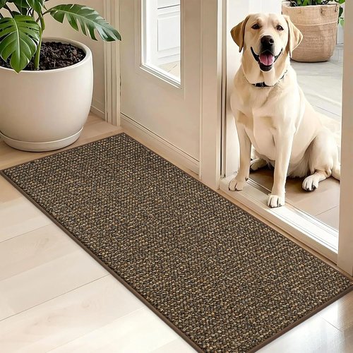 BEQHAUSE Dirt Trapper Door Mat - Non-Slip, Washable, Absorbent Entrance Mat | 20" x 48", Brown