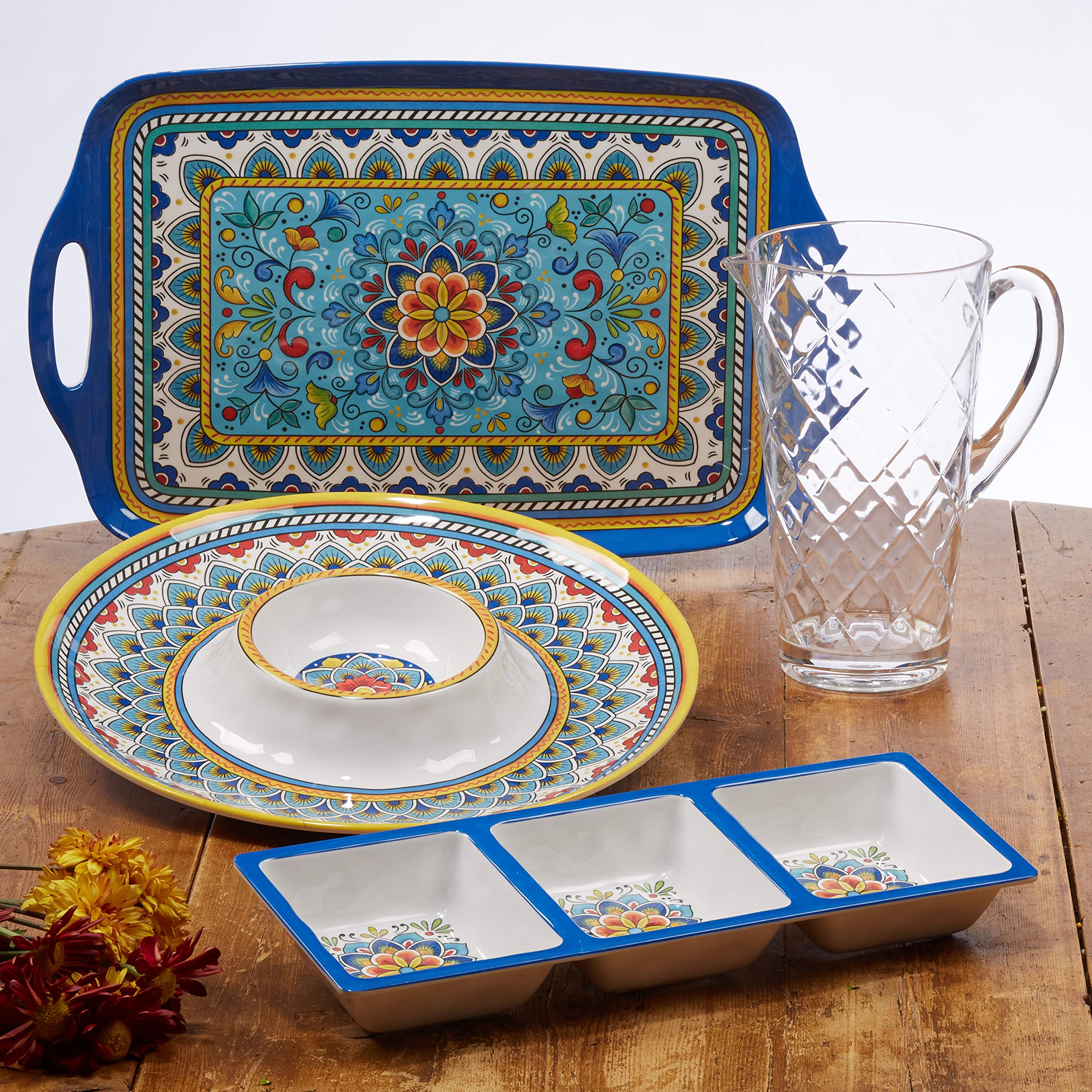 Certified International Portofino 5 Piece Melamine Salad/Serving Set, Multi Colored