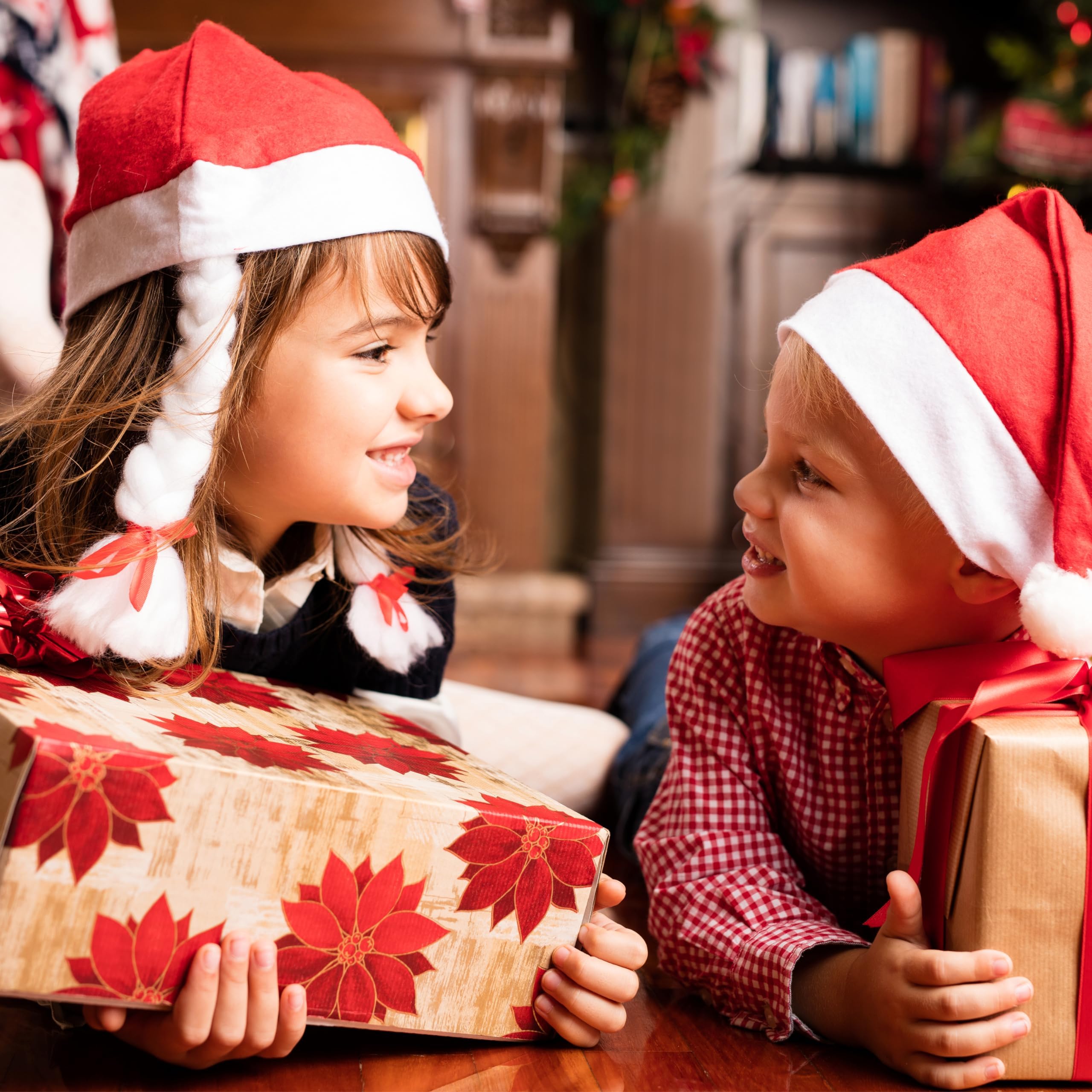 SORANGEUN 48pcs Santa Hats, Bulk Santa Hats for Little one, Red Classic Christmas Caps, Gorros De Navidad