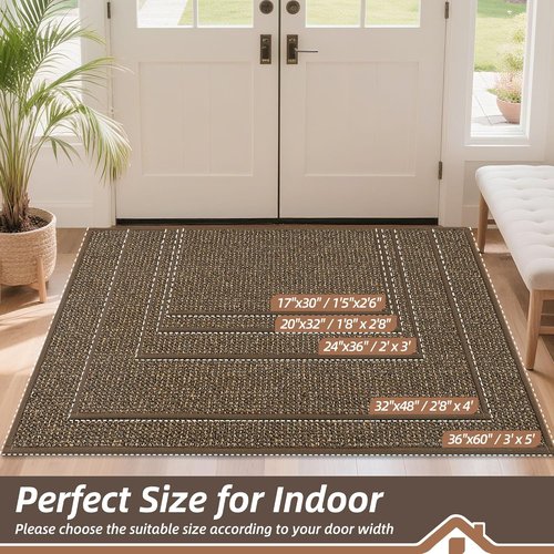 BEQHAUSE Dirt Trapper Door Mat - Non-Slip, Washable, Absorbent Entrance Mat | 20" x 32", Brown