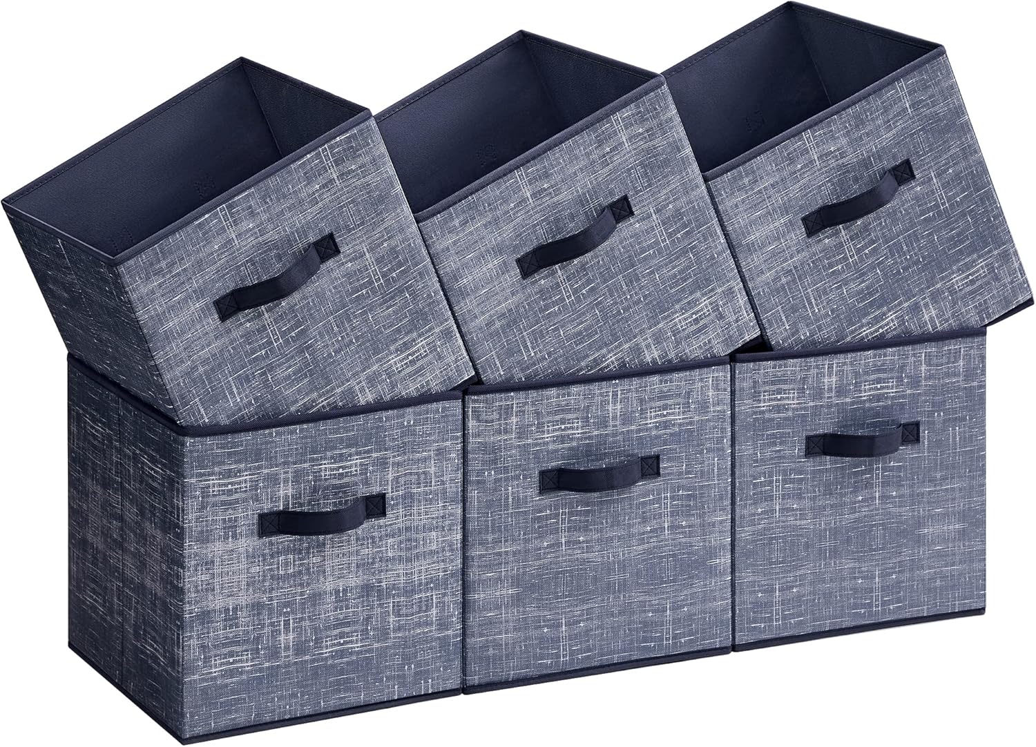 SONGMICS Storage Cubes - 13-Inch Non-Woven Fabric Bins with Double Handles - Set of 6, Misty Blue Closet Organizers