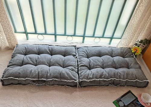 STRWARD Large Floor Pillow Meditation Cushion,Tufted Seat Cushions Kids Reading Nook Cushion Floor Pillows Seating for Adults,Thick Floor Cushion Sitting Pillow for Living Room Balcony Outdoor（Gray）