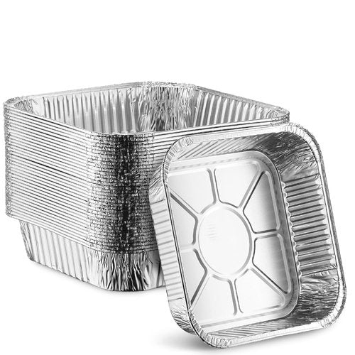 MontoPack 8” Disposable Aluminum Foil Baking Pans - 20 Pack | Versatile 8 x 8 Cake Tins for Broiling, Roasting, Meal Prep
