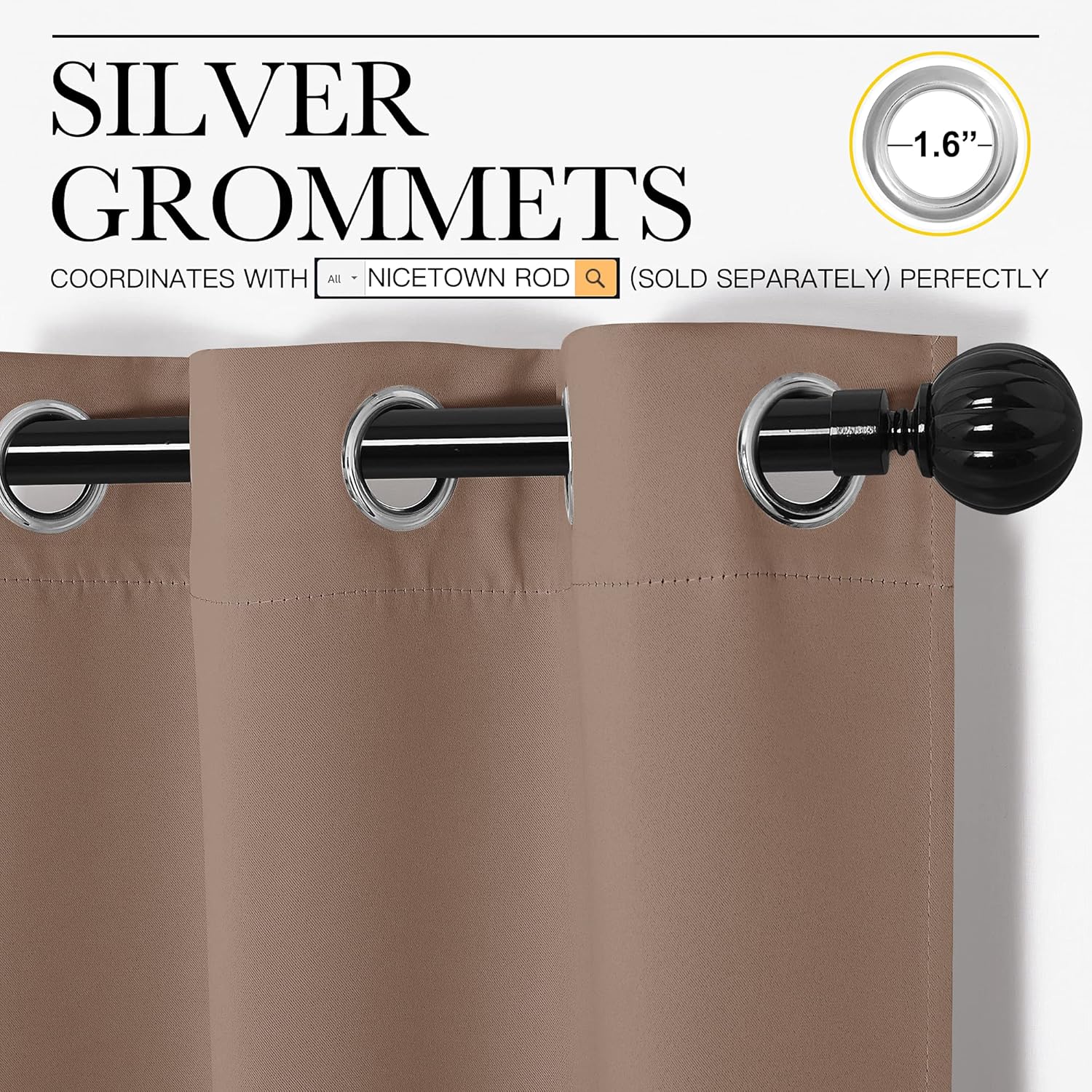 NICETOWN Blackout Curtains - Thermal Insulated Grommet Drapes for Bedroom | Set of 2 Panels, 55x86 Inch, Cappuccino