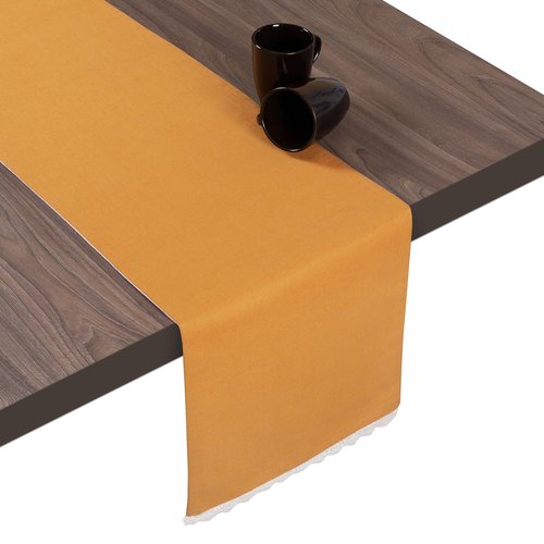 FINGERCRAFT Table Runner, Natural Cotton, Sturdy Triple Layer, Washable Decorative Table Linen for Home, Kitchen, Wedding, Parties (Gold, 13" x 72")