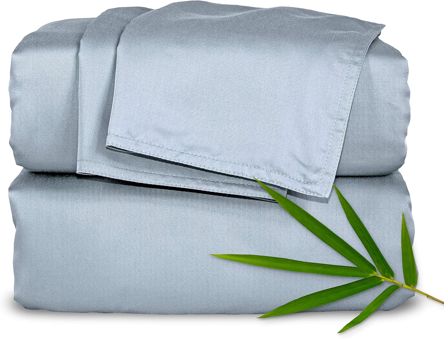 Pure Bamboo Split King Sheets - 100% Organic Viscose Bed Sheet Set, Soft & Cooling, 2 Fitted Sheets (Sterling Blue)