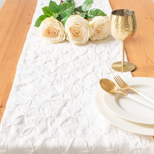 The Linen Abode Cream Linen Table Runners for Dining Table Fabric Lined | for Home, Kitchen, Dining Room, Holiday, Wedding Party Decor