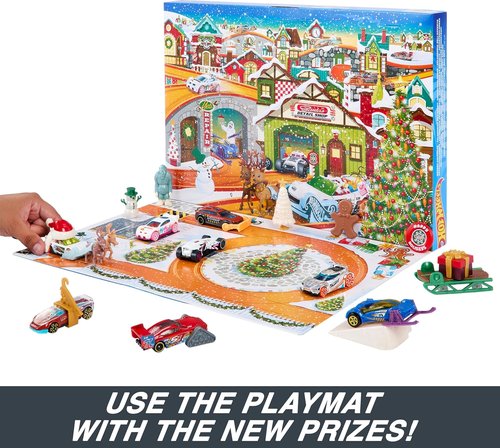 Hot Wheels | 2023 Advent Calendar Toy Car Set - 8 1:64 Scale Vehicles & Accessories for Kids