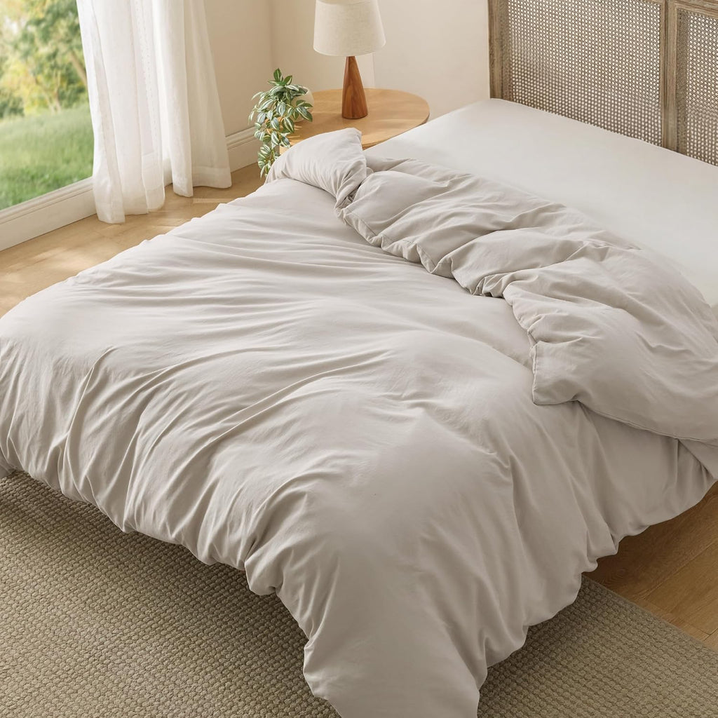 Bedsure California King Duvet Cover - Soft Prewashed Cotton-Like Polyester, 104x98 Inches, Zipper Closure