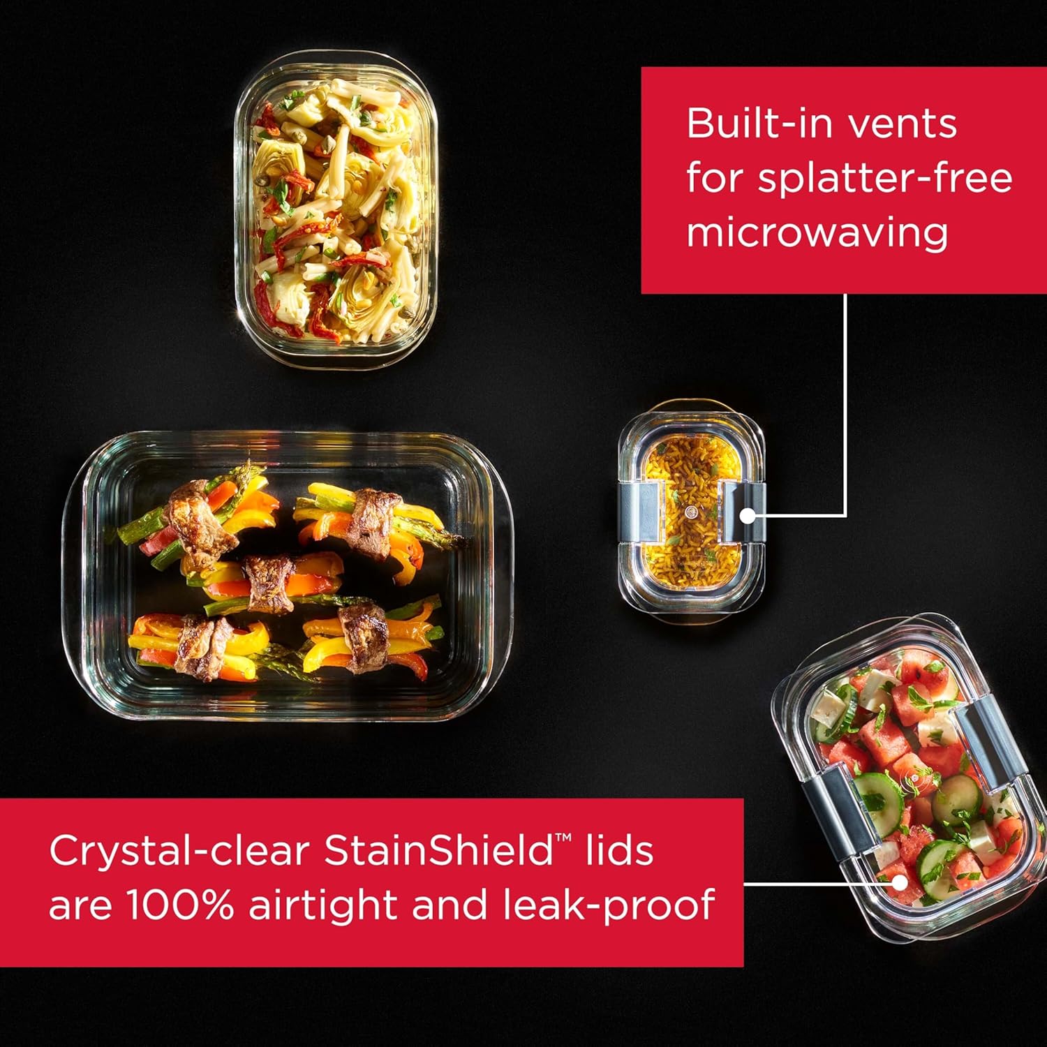 Rubbermaid Brilliance Glass Food Storage Containers - Leak-Proof, BPA-Free, Set of 9, Clear