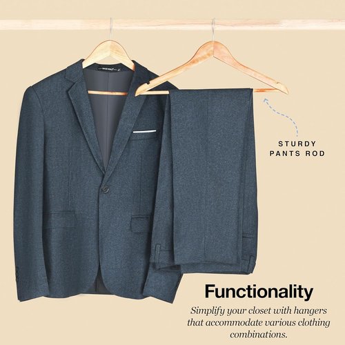 Home It Wooden Hangers 30 Pack - Durable Non-Slip Natural Wood Coat Hangers | Heavy Duty for Jackets, Shirts, Pants & Suits