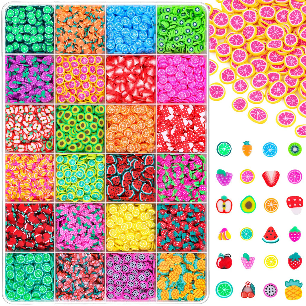 TINKRSTUFF Fruit Slice Polymer Clay Slime Add-Ins - 24-Grid Assorted Fimo Accessories for Nail Art & DIY Crafting
