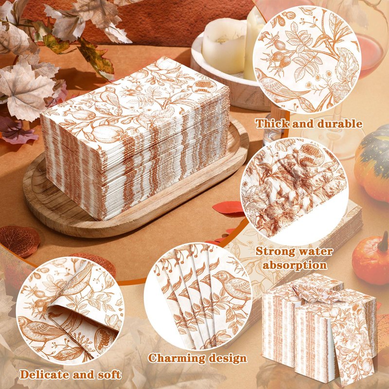 200 Pcs Fall Disposable Hand Towels for Bathroom Fall Guest Napkins White Orange Pomegranate Guest Towel Napkins Disposable Guests Decorative Flower for Baby Shower Wedding