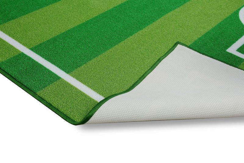 Furnish My Place Play Area Rug for Kids Playroom, Bathroom & Kindergarten Classroom | Nylon | Anti Skid Rubber Backing | Soccer Field Ground | Strips Rectangle | Green | 3'3"x5'