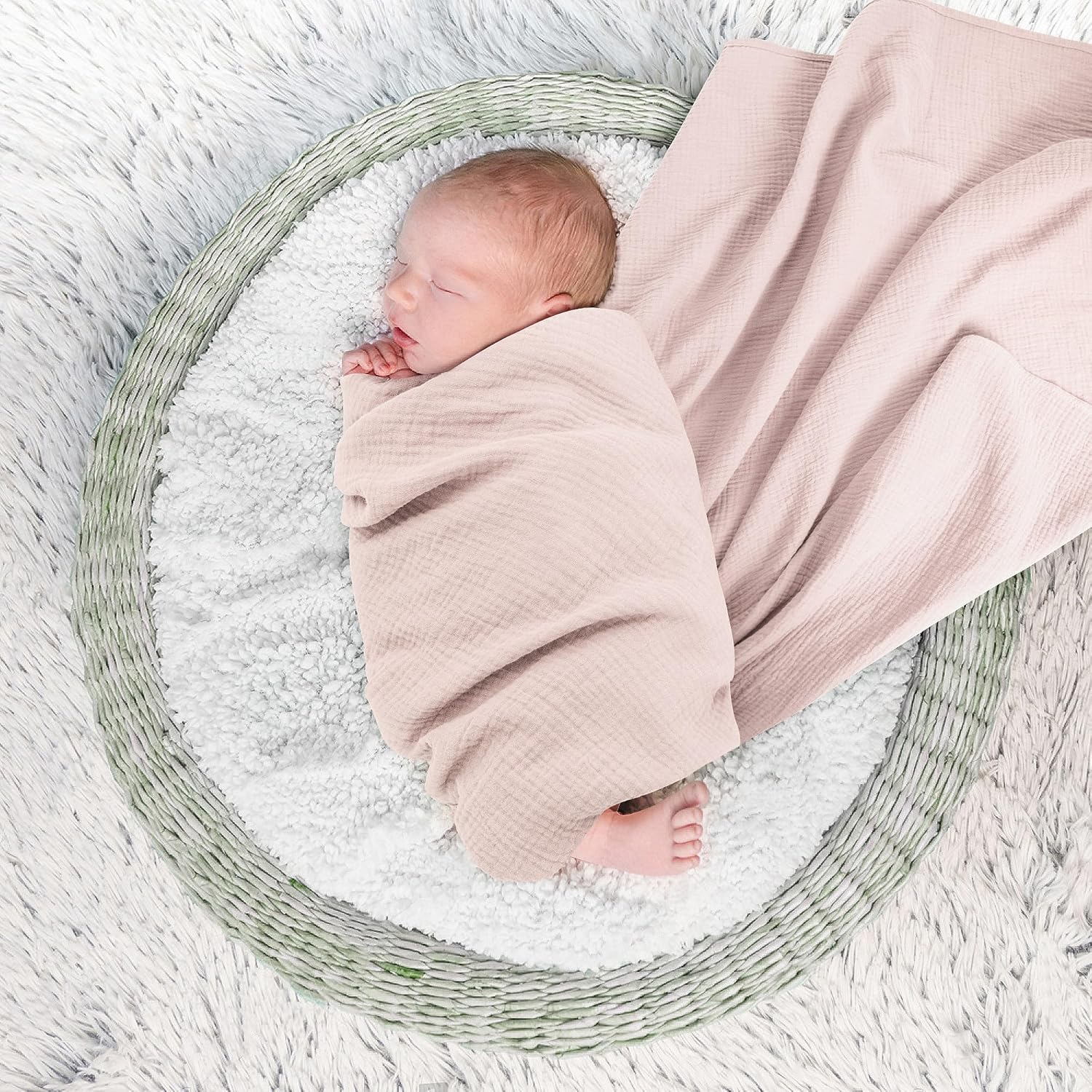Susurration Muslin Receiving Blanket - 100% Cotton Soft Swaddle for Newborns | 38x40 Inch (Pink)