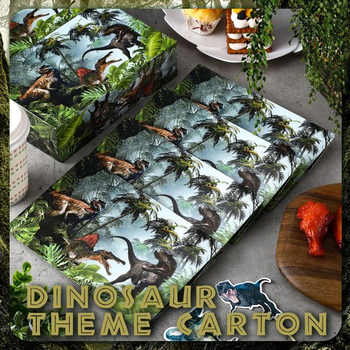 Funtery 50 Pcs Dinosaur Disposable Paper Tray 5lb Dinosaur Food Trays for Party Large Birthday Party Decorations Serving for Nacho Hot Dogs Popcorn Snack