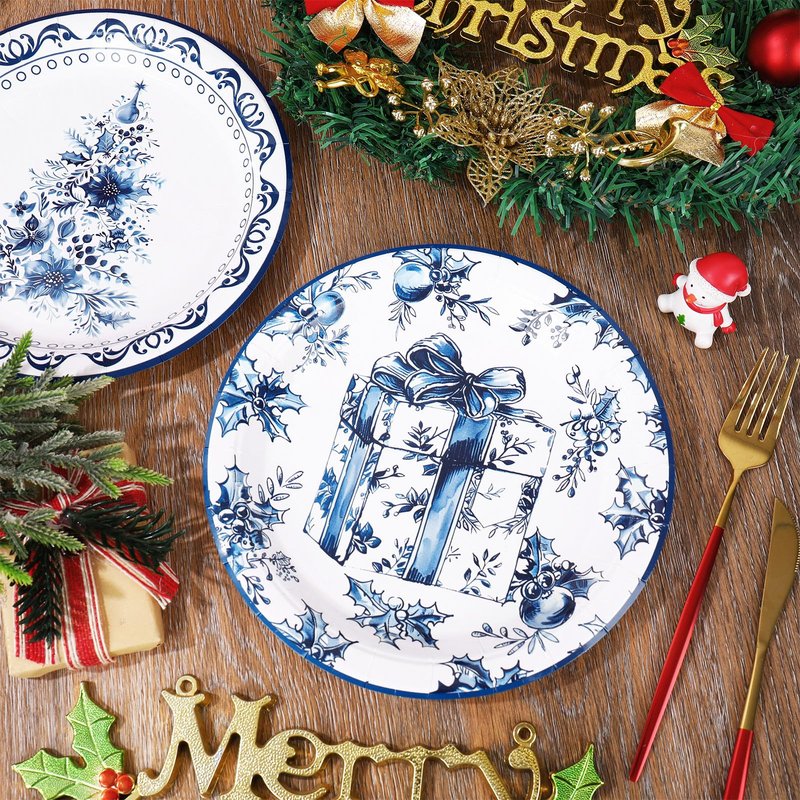 Whaline Pastel Smile Paper Plates 4 Designs Disposable Plates 9 Inch Dinner Dessert Plates for Birthday Wedding Party Supplies Table Decor, 40Pcs