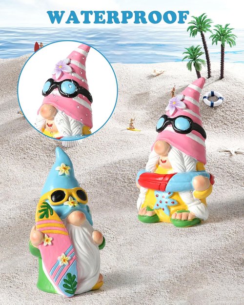 iStatue Pool Gnomes - 2PCS Funny Hand-Painted Resin Statues for Beach Decor | Summer Garden Gifts