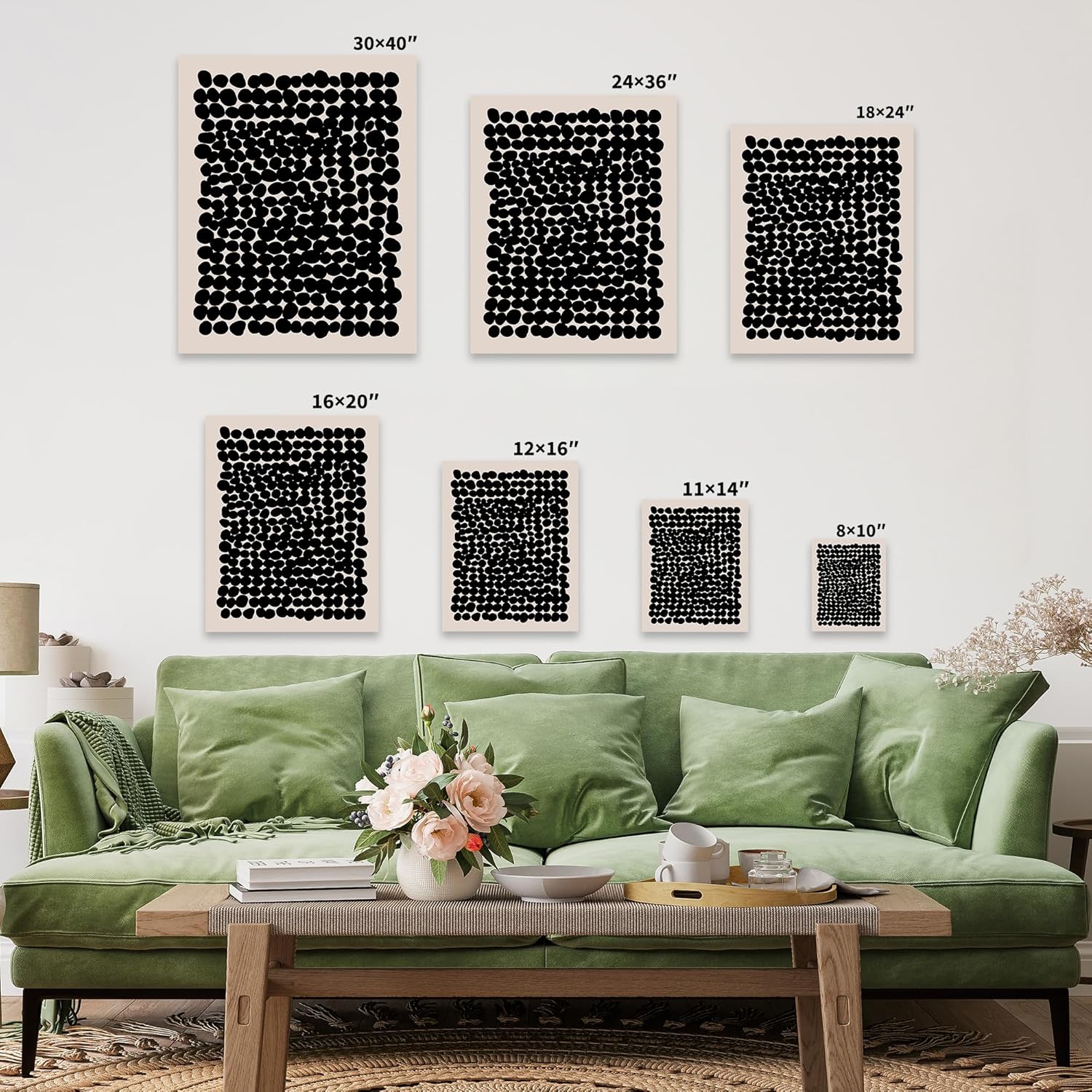 Poster Master Modern Abstract Canvas - Black Pebbles Print for Minimalist Living Room Decor | Available in 8x10 to 30x40
