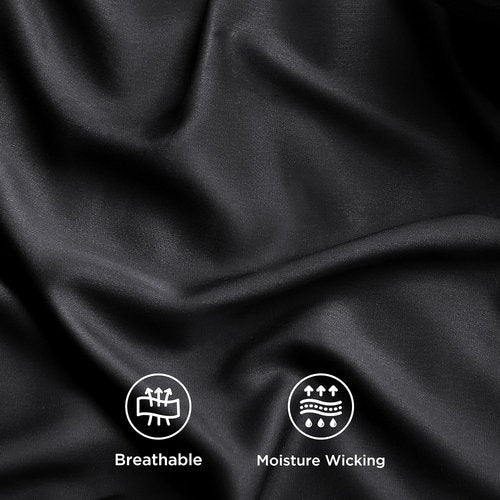Bedsure Cooling California King Sheet Set - Breathable Rayon from Bamboo, Soft & Silky, Deep Pocket Up to 16 Inches, Black