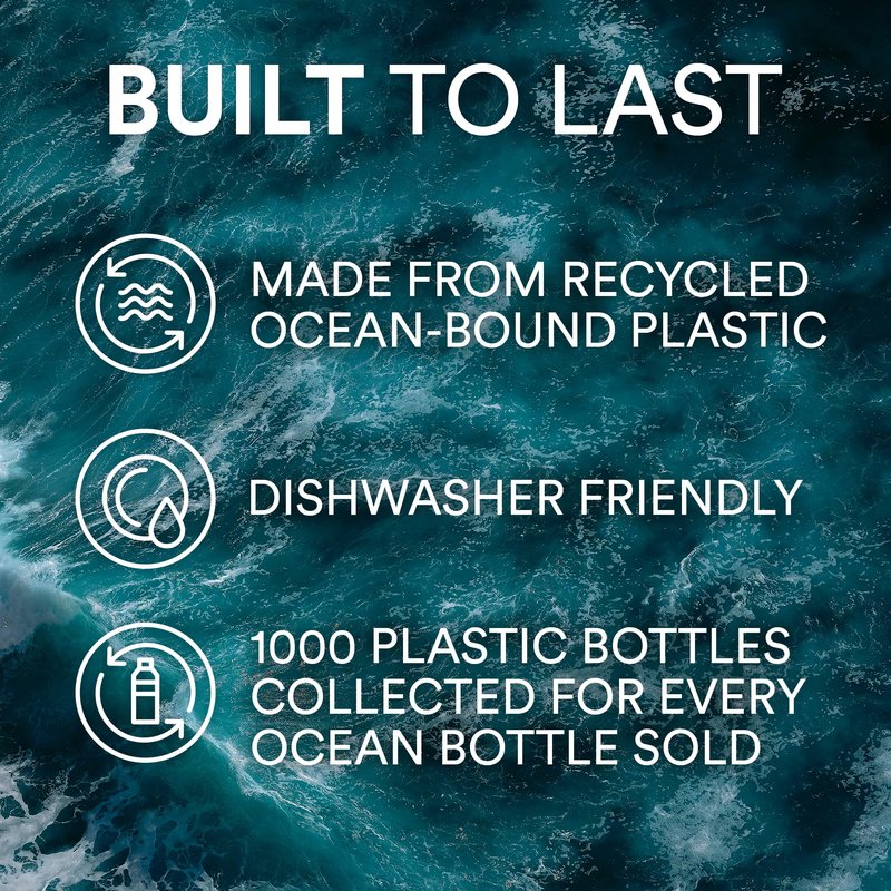 Ocean Bottle Original 25 oz | Stainless Steel Water Bottle | Reusable & Sustainable | Keeps Drinks Cold & Hot | Eco Friendly Gift (Ocean Blue)