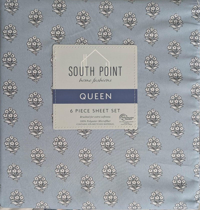 South Point Home Fashions 6-Piece Printed Sheet Set - Queen/King | 17" Extra Deep | Cool, Crisp, Breathable Bed Sheets - Brushed for Softness (Floral Fauna, Queen (U.S. Standard))