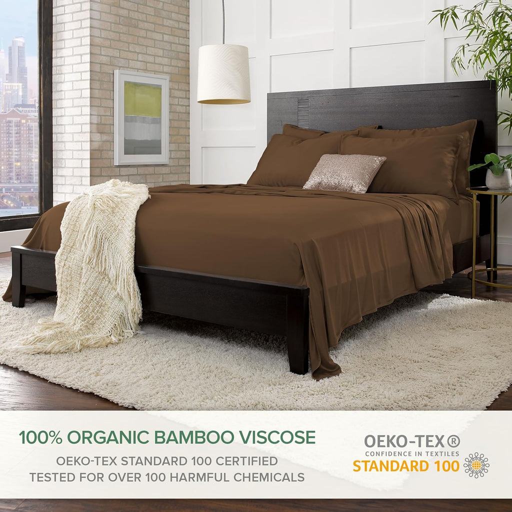 Pure Bamboo Twin Sheets - Luxuriously Soft & Cooling 100% Organic Viscose Bed Set | Double Stitching, Coconut Husk