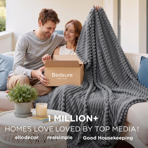 Bedsure GentleSoft Fleece Blanket - Cozy Frost Gray Throw for Couch, Perfect for Women & Girls, 90x90 Inches