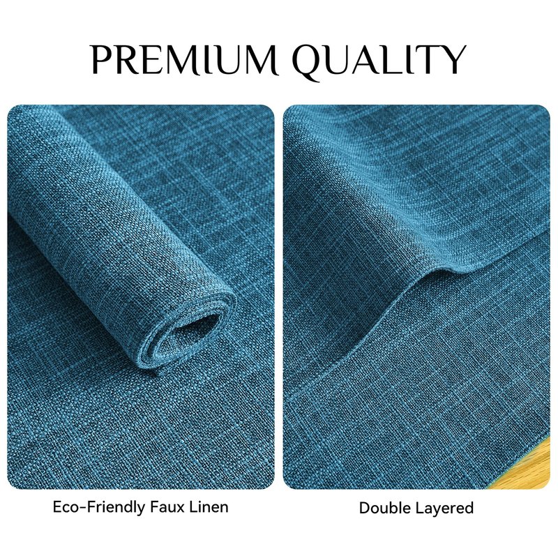 Softalker Faux Linen Placemats Set of 6-12 x 18 Inch, Heat Resistant Double Layered Durable Burlap Farmhouse Place Mats, Non-Slip Washable Rustic Table Mats for Dining, Kitchen, Party（Sky Blue