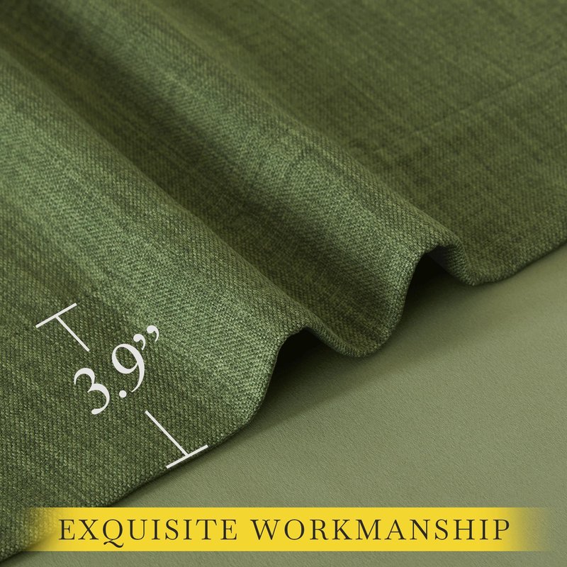 NICETOWN Room Darkening Froest Green Curtains 96 inches Long 2 Panels, Rod Pocket/Back Tab/Hook Belt Faux Linen Light Blocking Noise Canceling Window Drapes for Living Room/Bedroom, W50 x L96