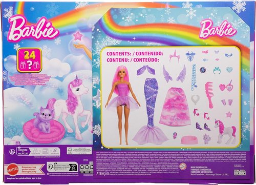 Barbie Advent Calendar - 24 Surprise Toys & Accessories | Transform Doll into Mermaid & Fairy