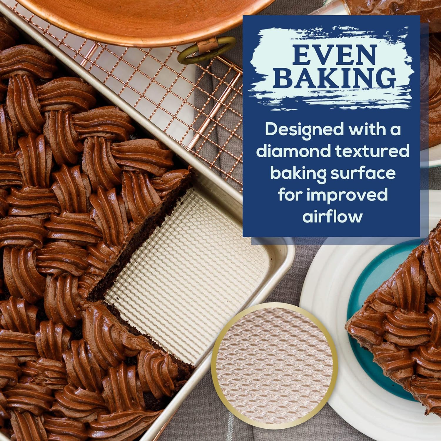 Ultra Cuisine 9x13 Inch Non-Stick Cake Baking Pan - Easy Clean & Even Baking - Food Safe Coating